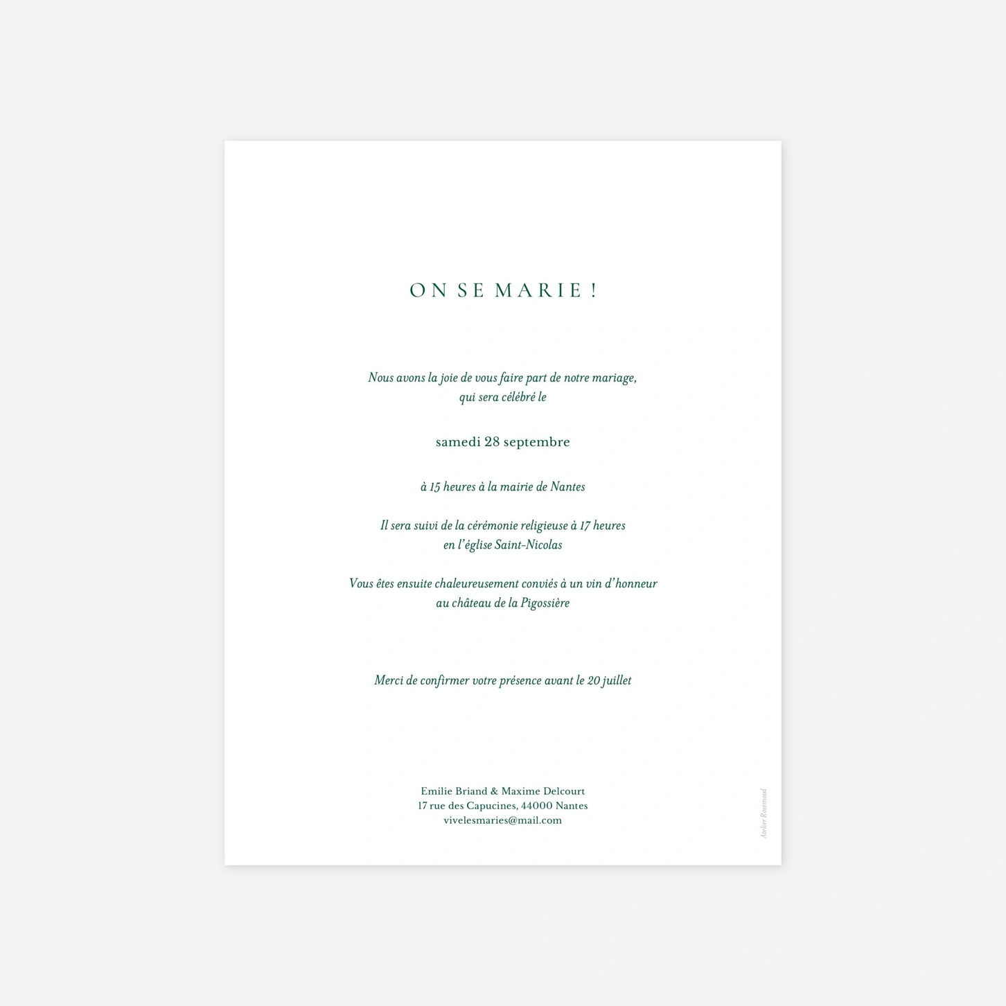 Faire-part mariage Fil du cœur