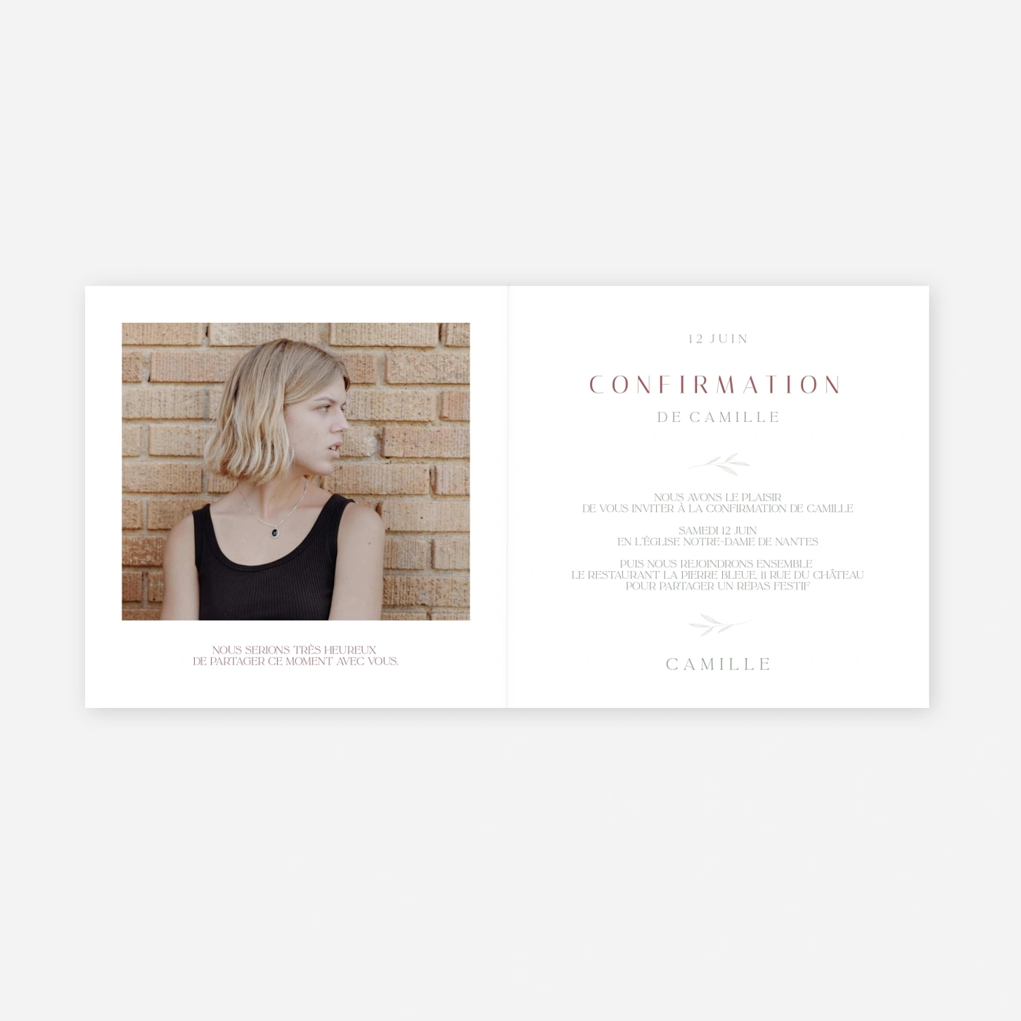 Invitation Confirmation Petits rameaux