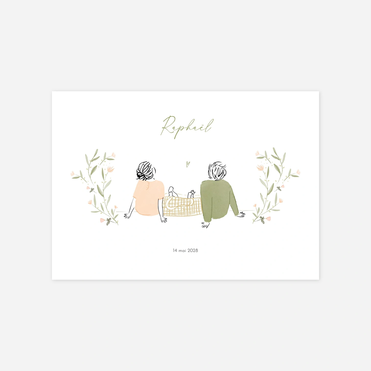 Faire-part naissance Famille dans le jardin