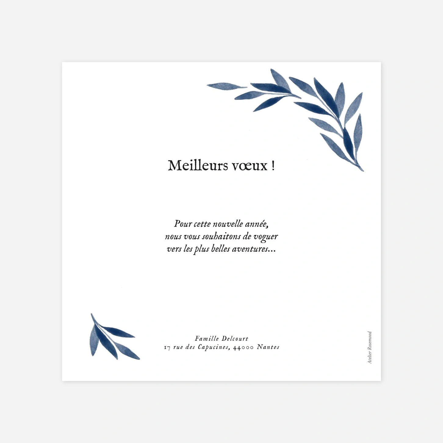 Carte de voeux Feuille aquarelle