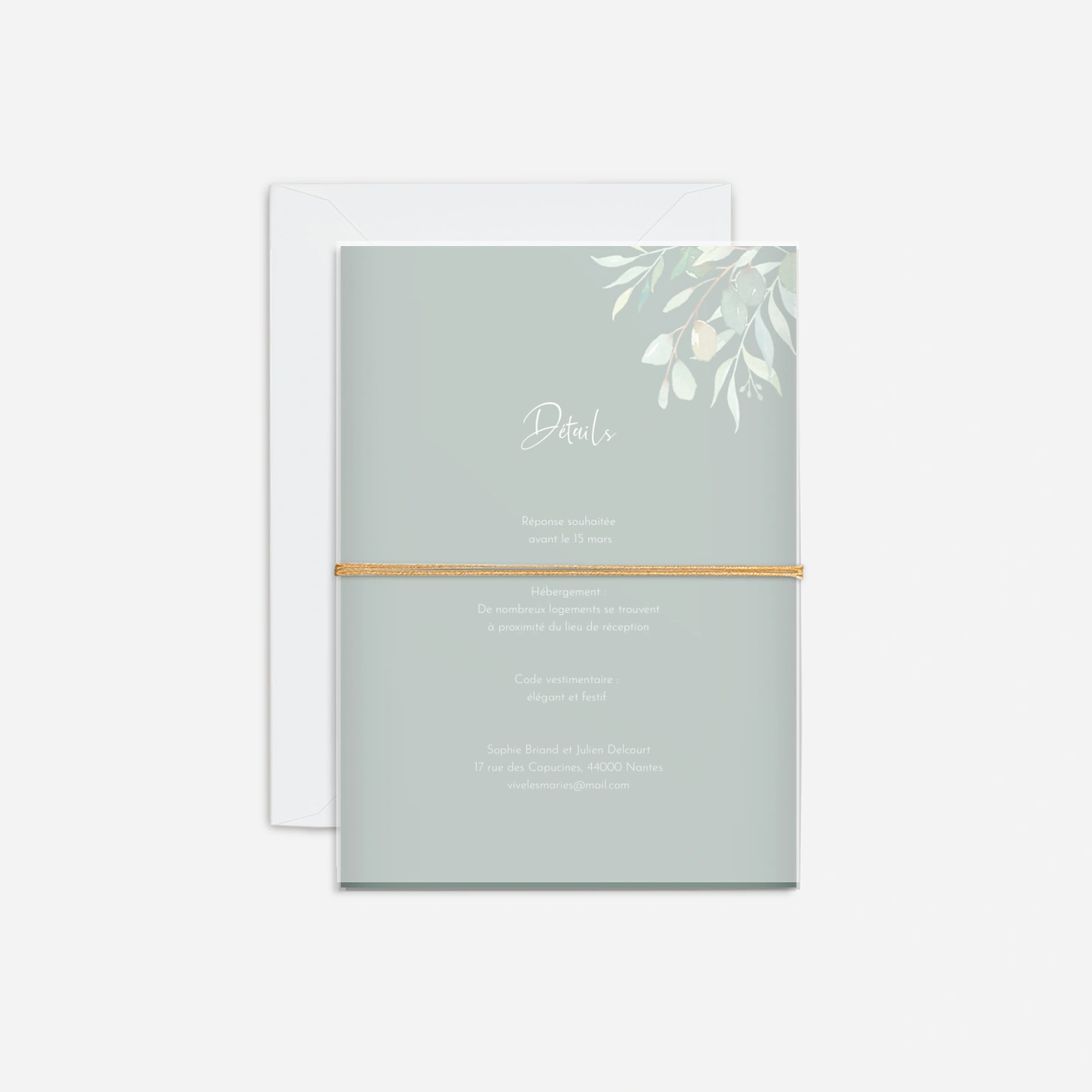 Faire-part mariage Feuillage eucalyptus