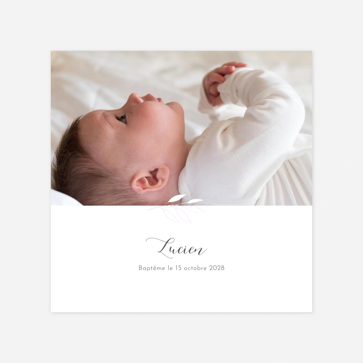 Faire-part baptême Feuille d'or