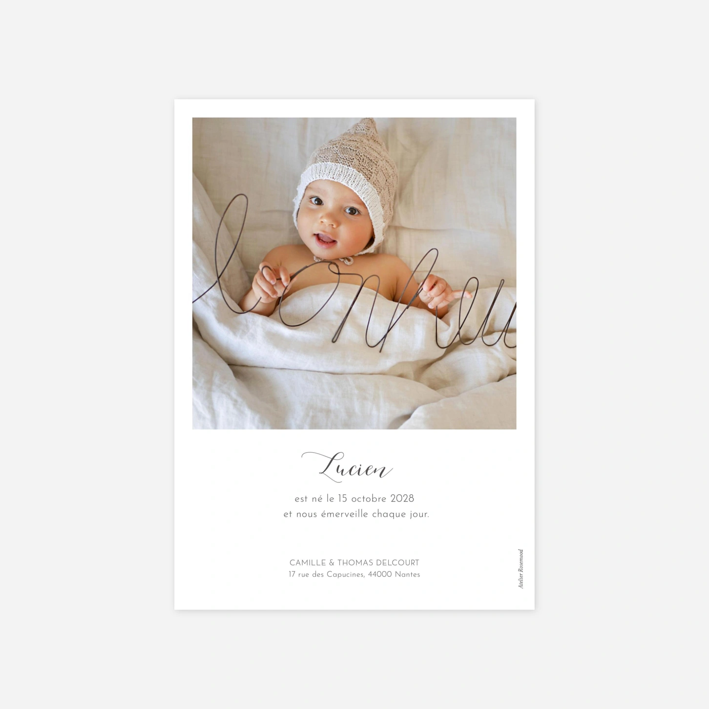 Faire-part naissance Feuille d'or