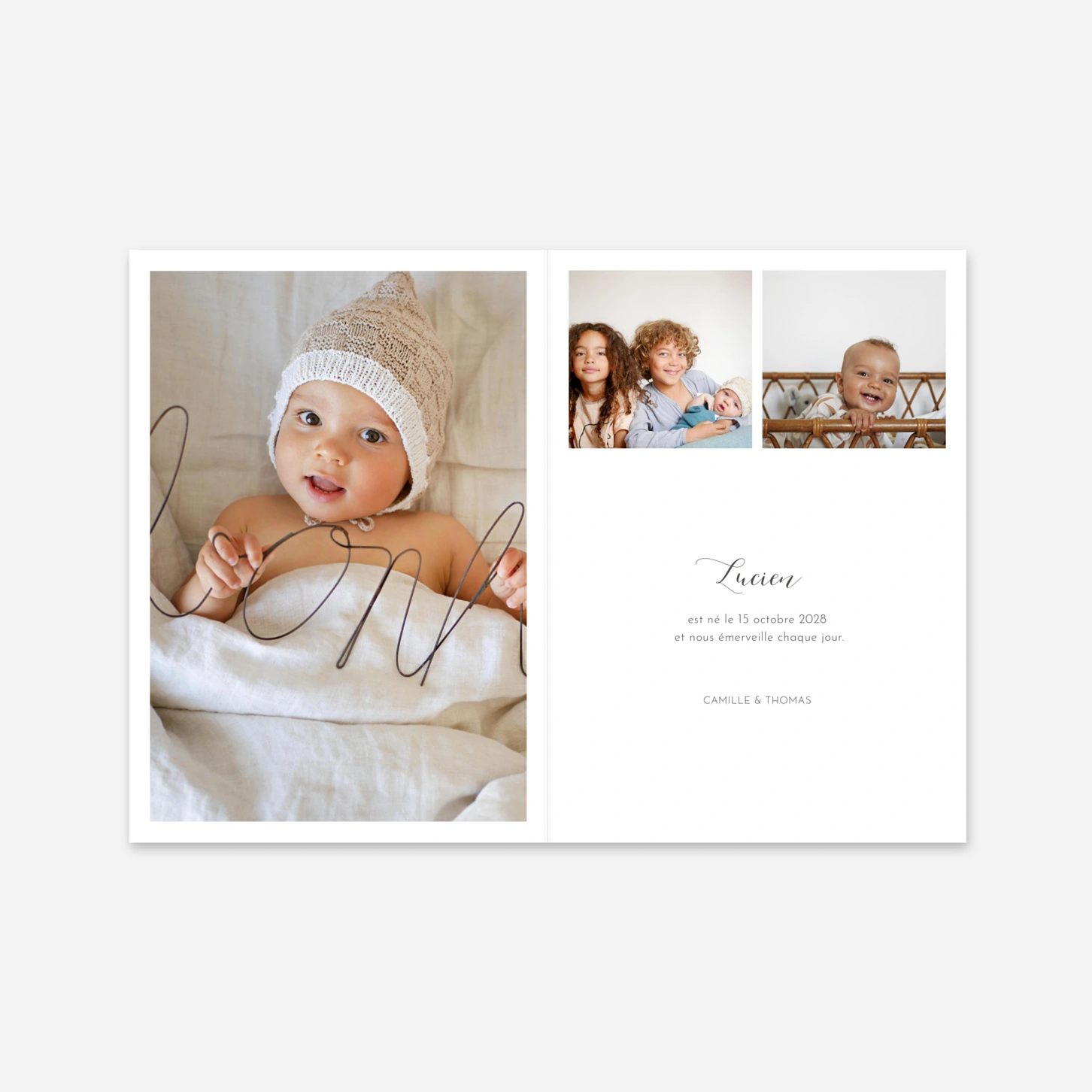 Faire-part naissance Feuille d'or