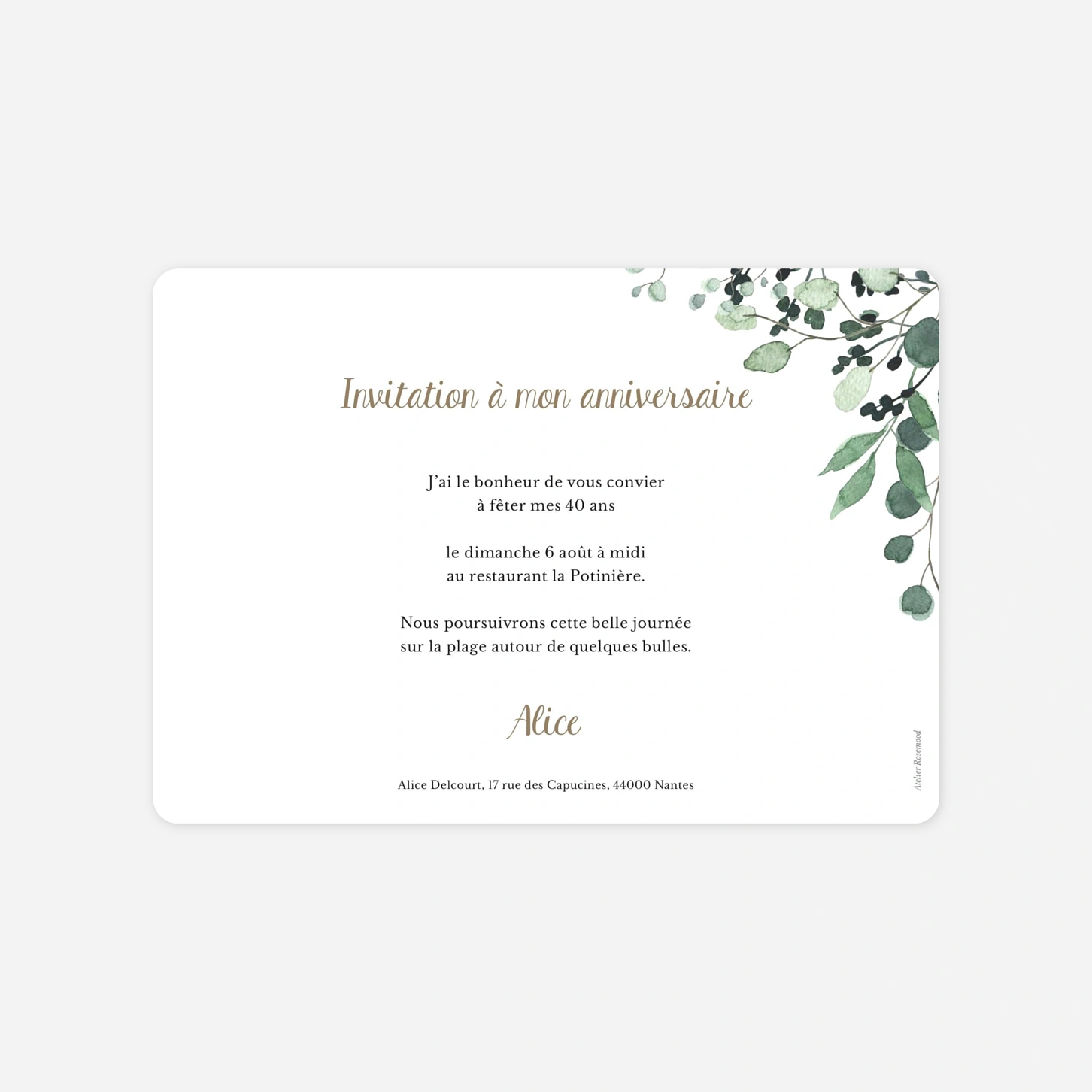 invitation anniversaire Instant végétal
