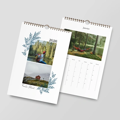 Calendrier mural cases personnalisables Feuillage