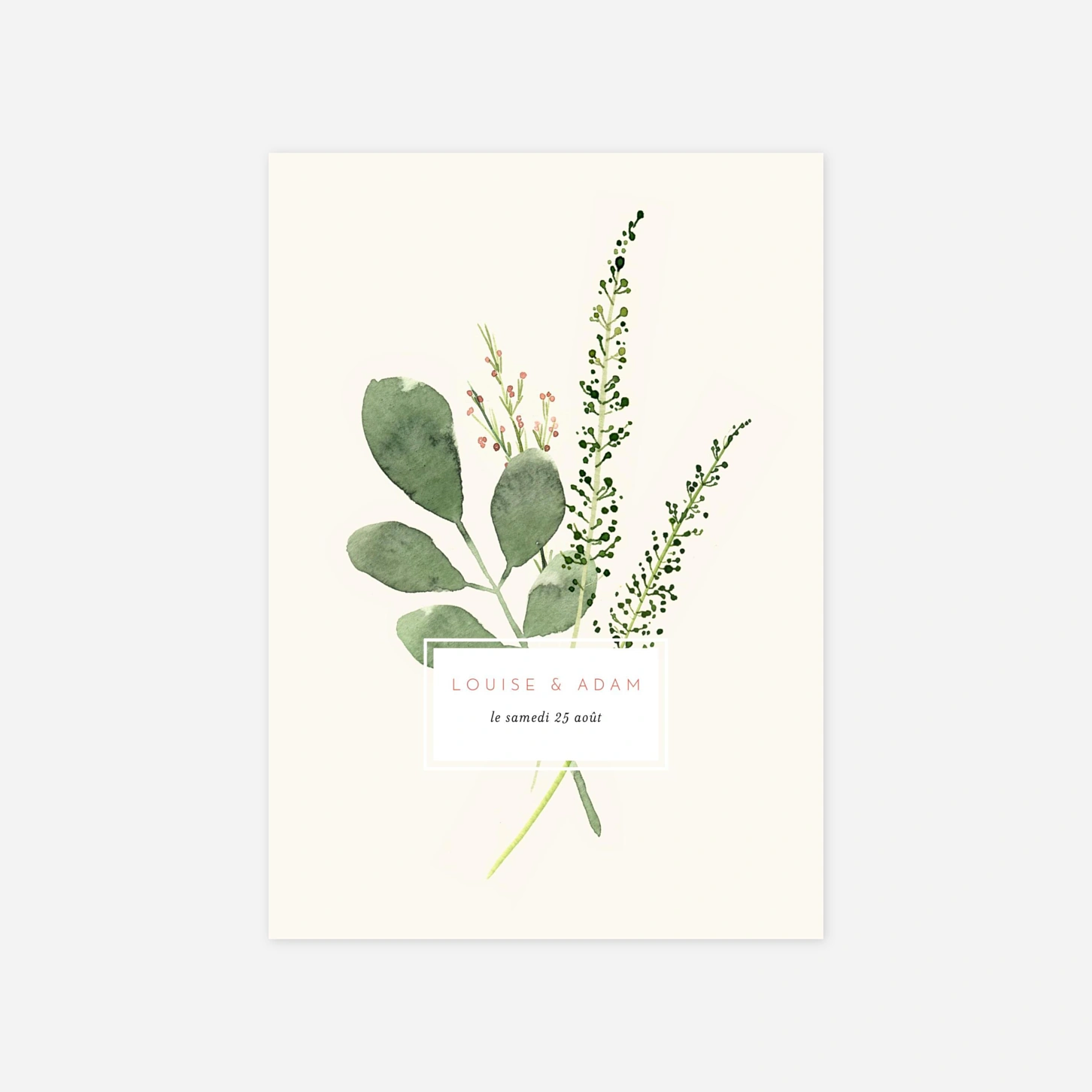 Faire-part mariage Fleurs aquarelle herbier