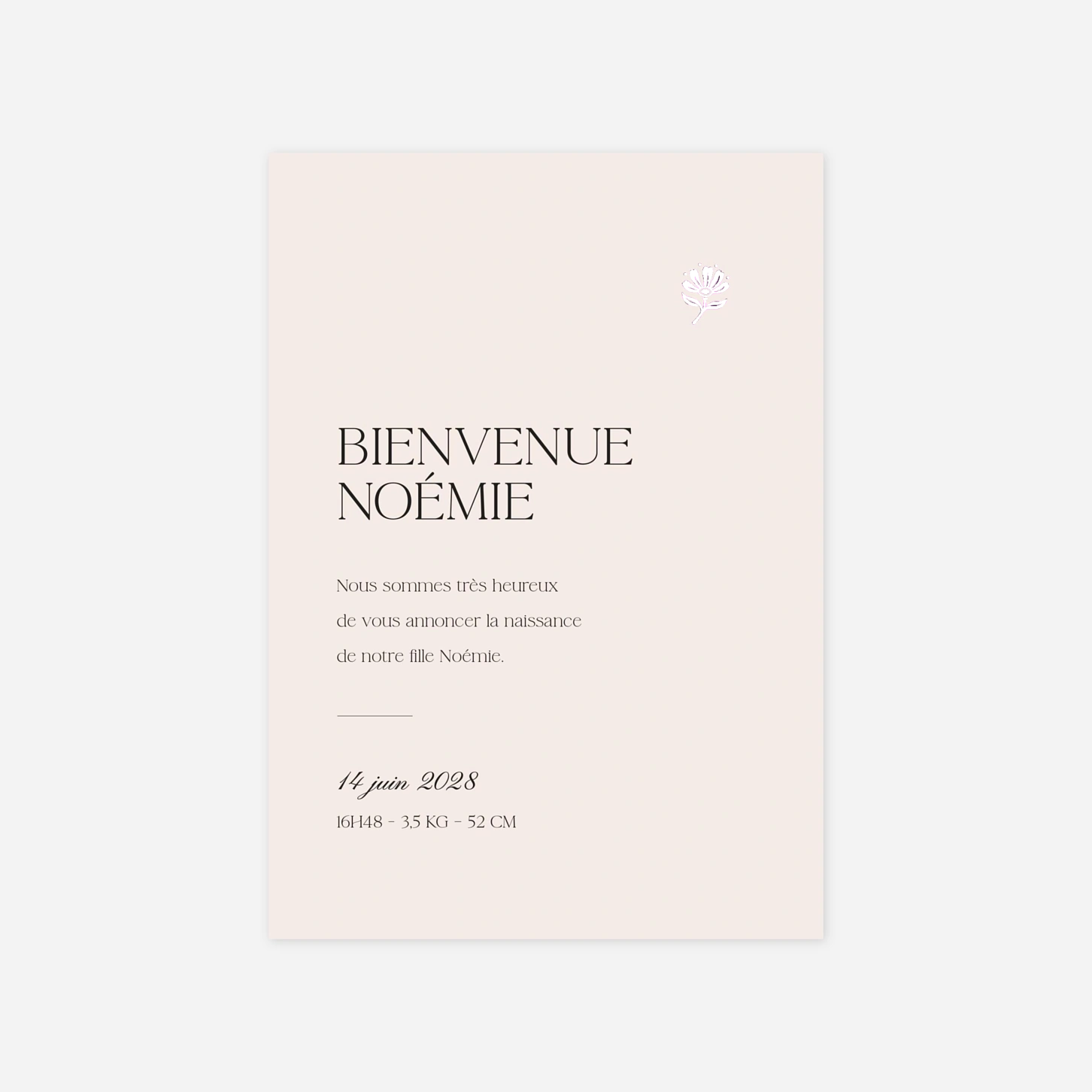 Faire-part naissance Fleur minimale