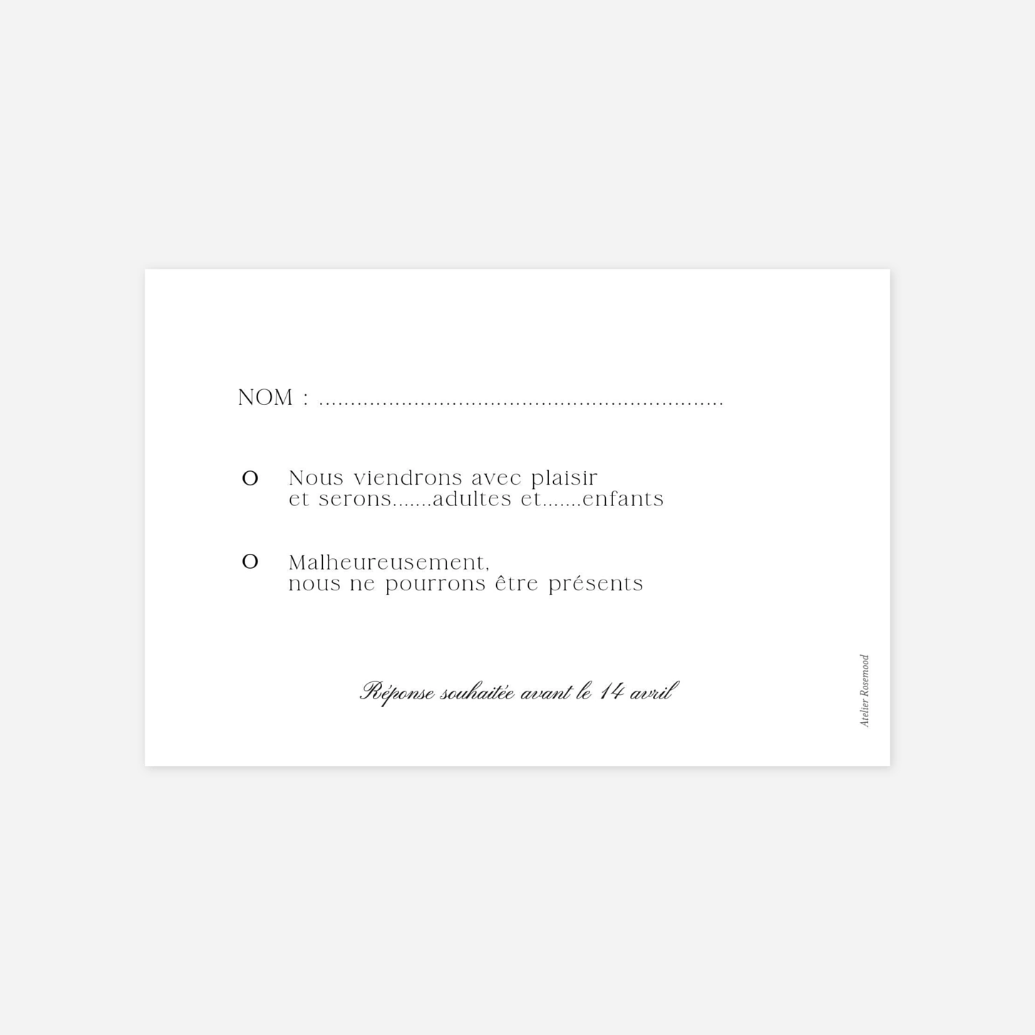 Carton réponse Fleur minimale