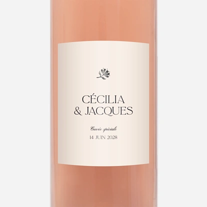 Étiquette bouteille Fleur minimale