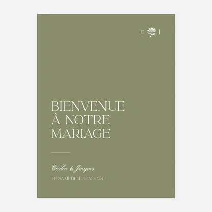 Affiche bienvenue mariage Fleur minimale
