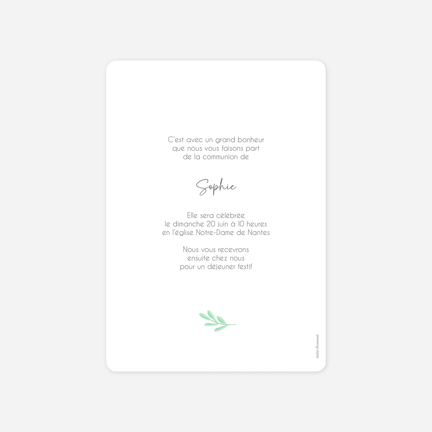 Invitation communion Guirlande colorée