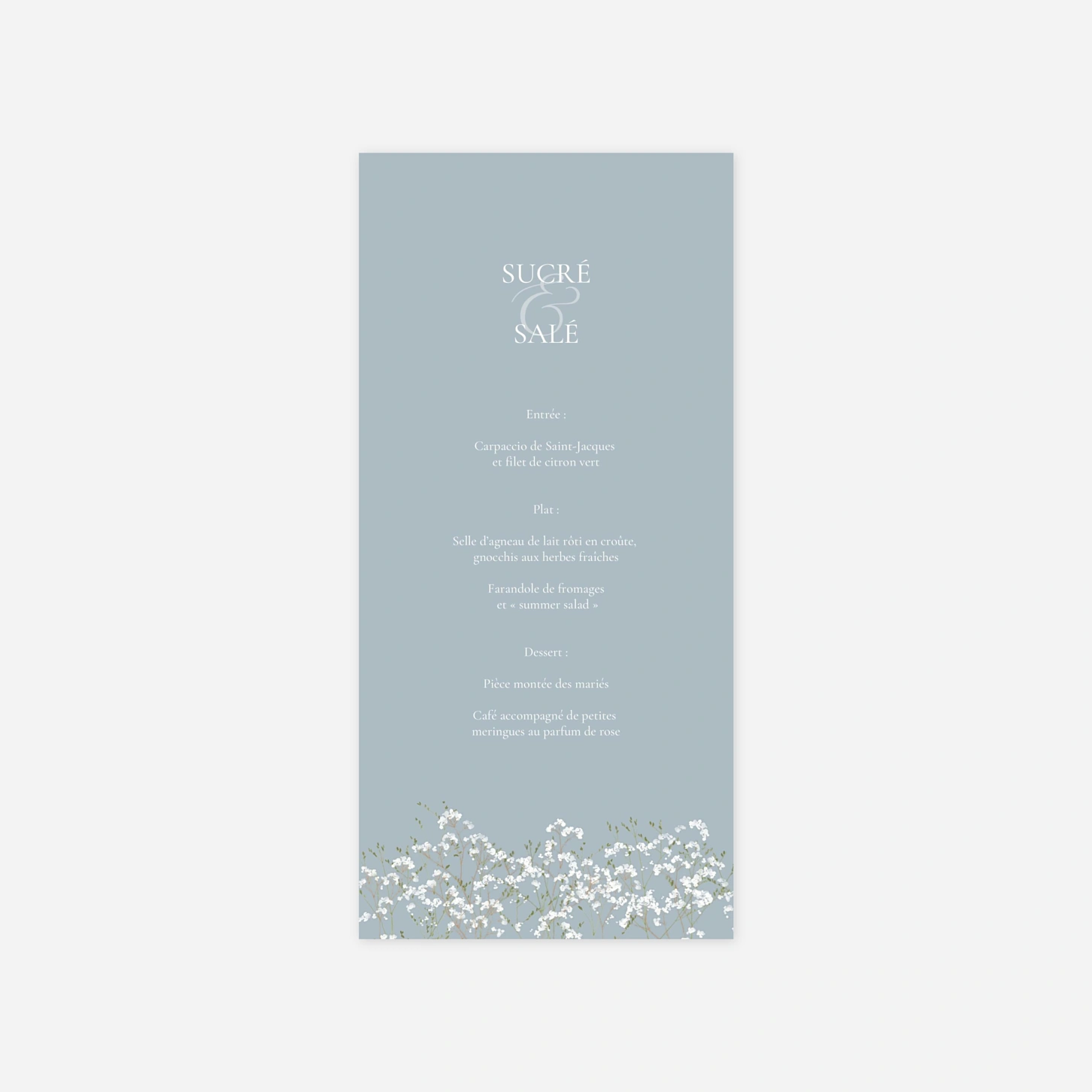 Menu mariage Gypsophile