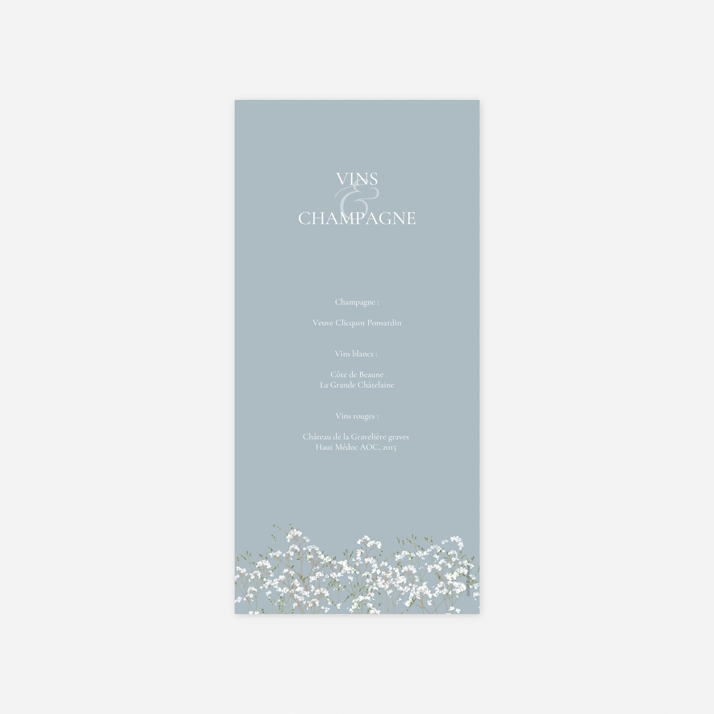 Menu mariage Gypsophile