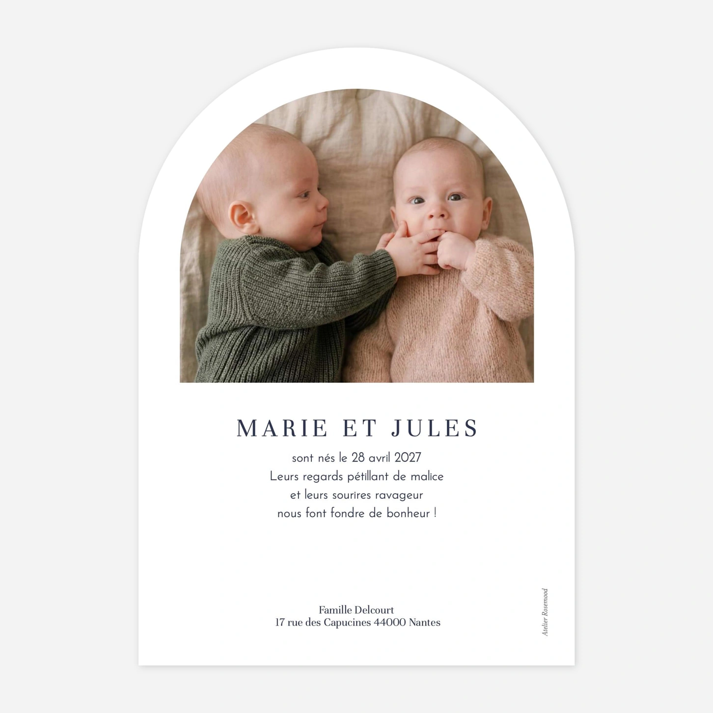 Faire-part naissance jumeaux Histoire du jardin