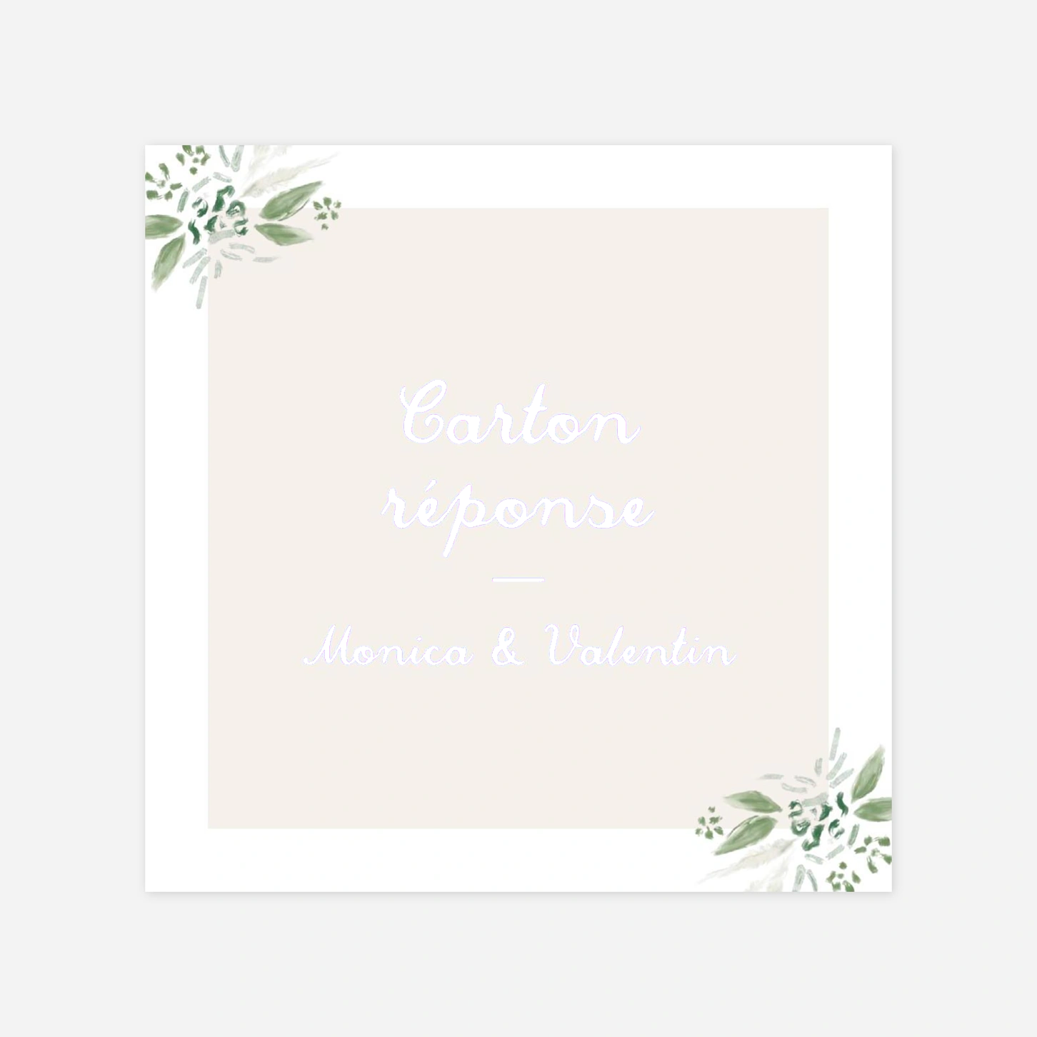 Carton réponse Initiales florales