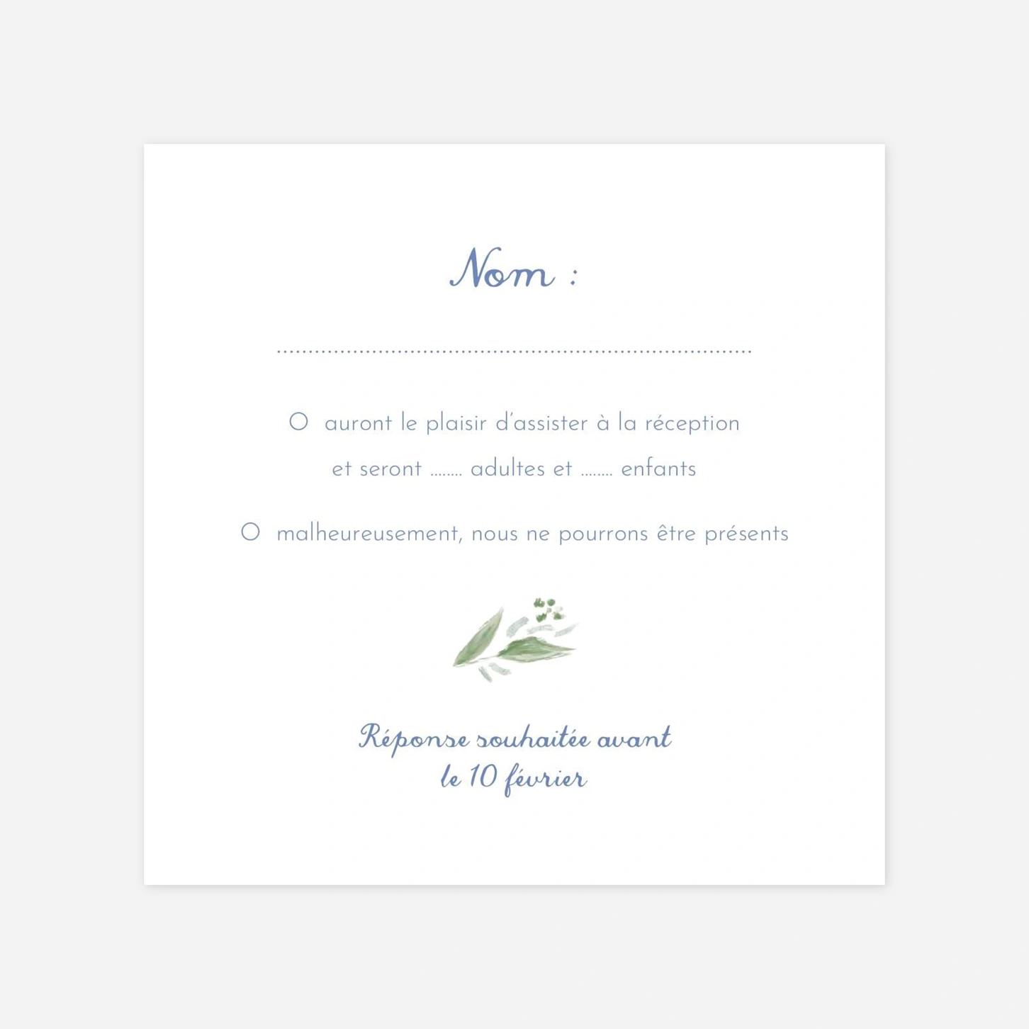 Carton réponse Initiales florales