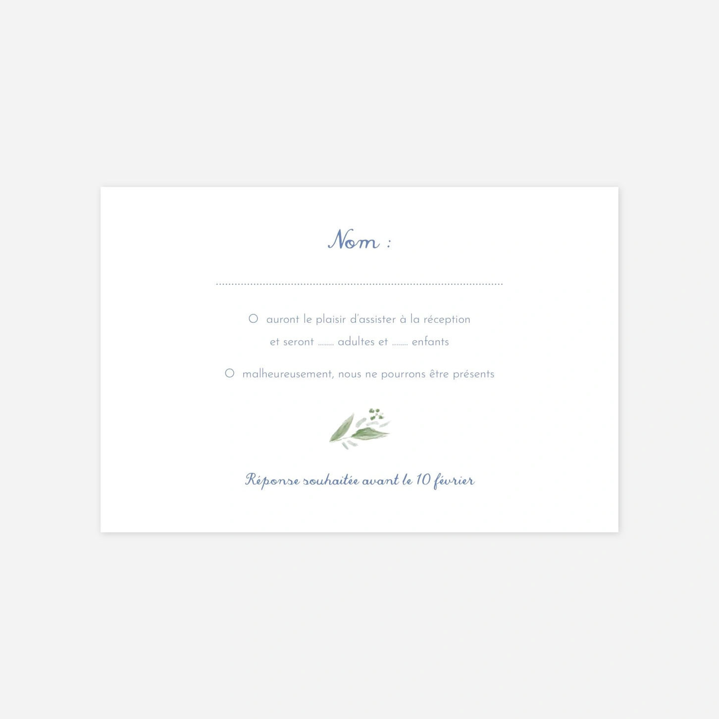 Carton réponse Initiales florales