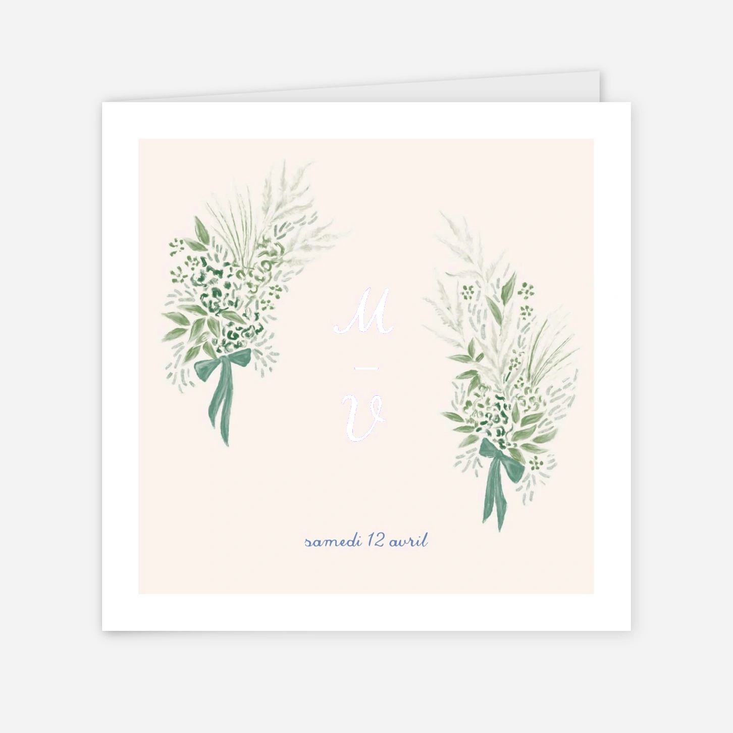 Faire-part mariage Initiales florales