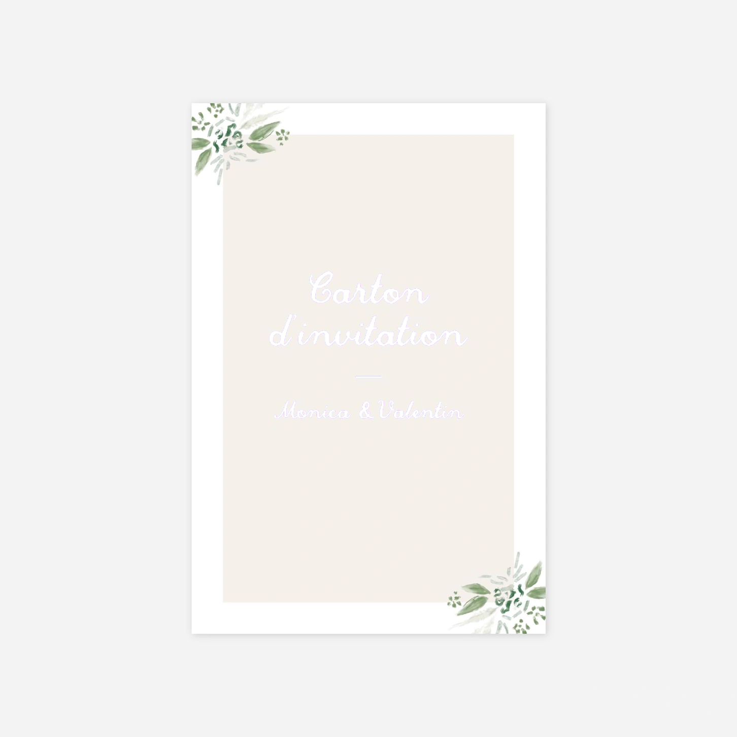 Carton d'invitation Initiales florales