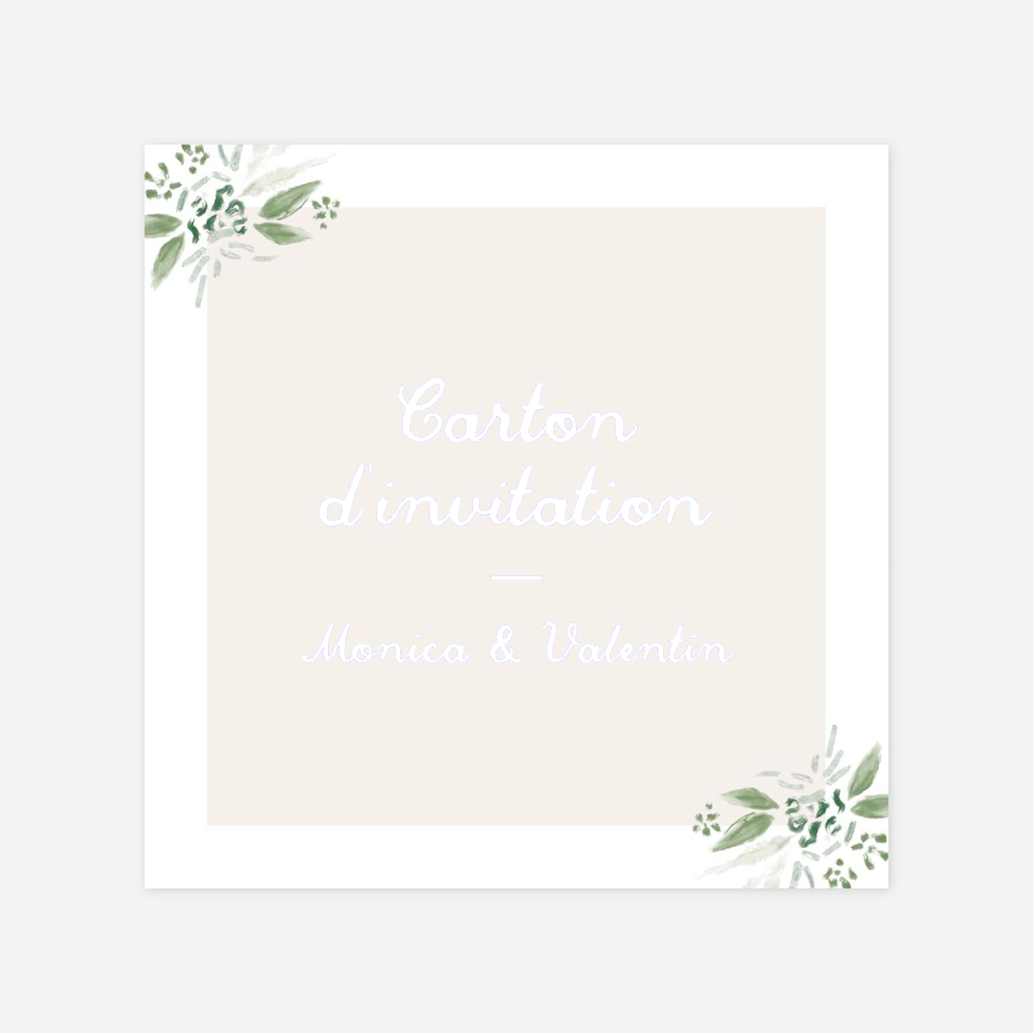 Carton d'invitation Initiales florales