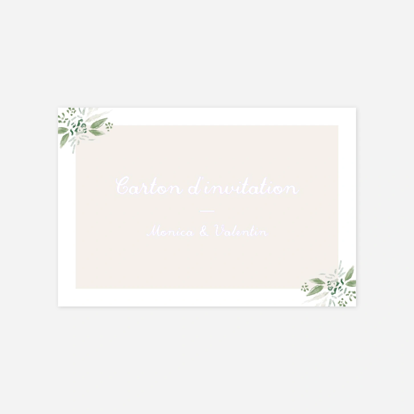 Carton d'invitation Initiales florales