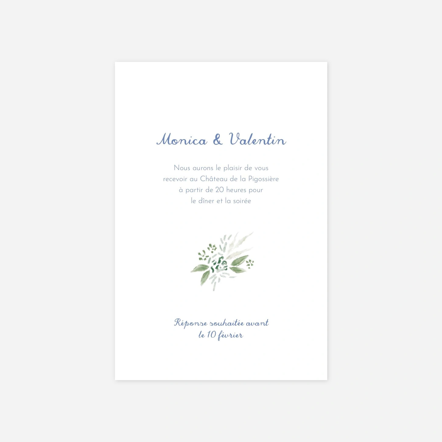 Carton d'invitation Initiales florales