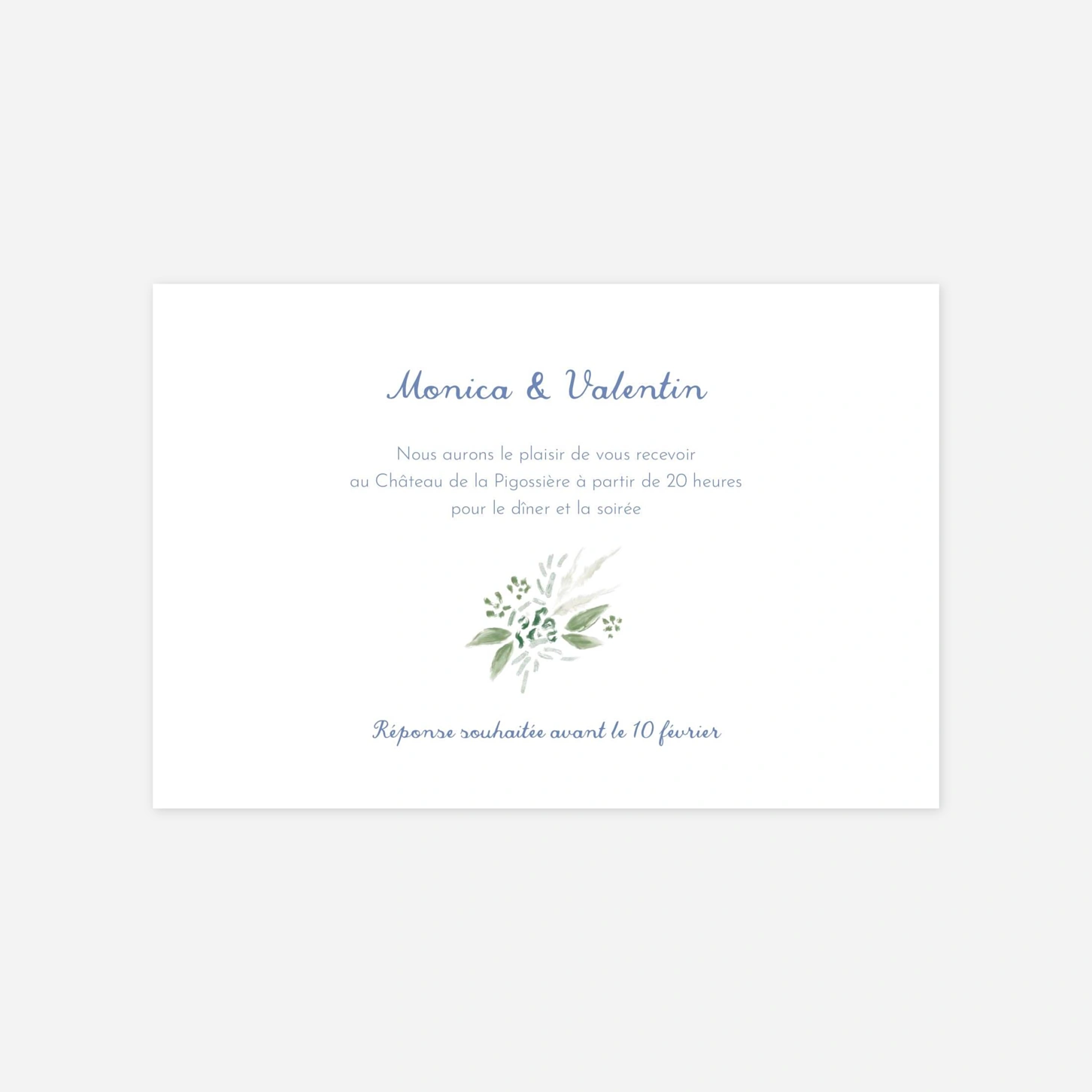 Carton d'invitation Initiales florales