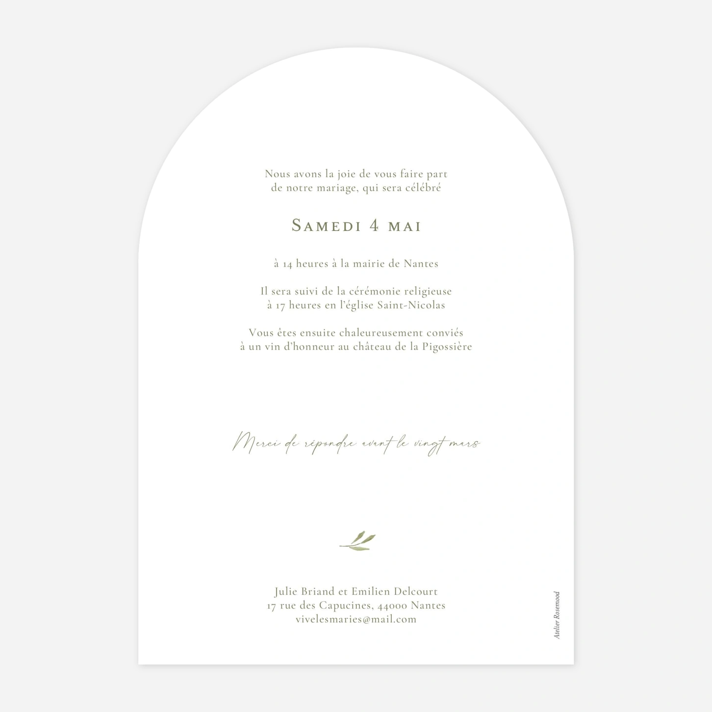 Faire-part mariage Instant botanique