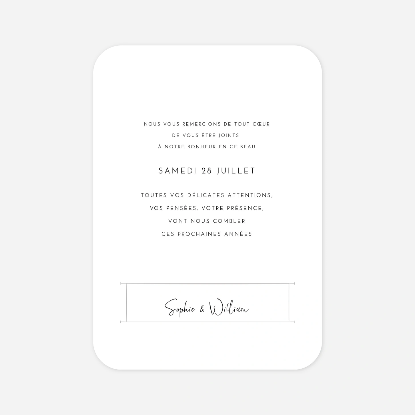 Carte de remerciements Intemporel