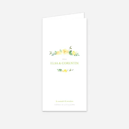 Menu mariage Jardin anglais