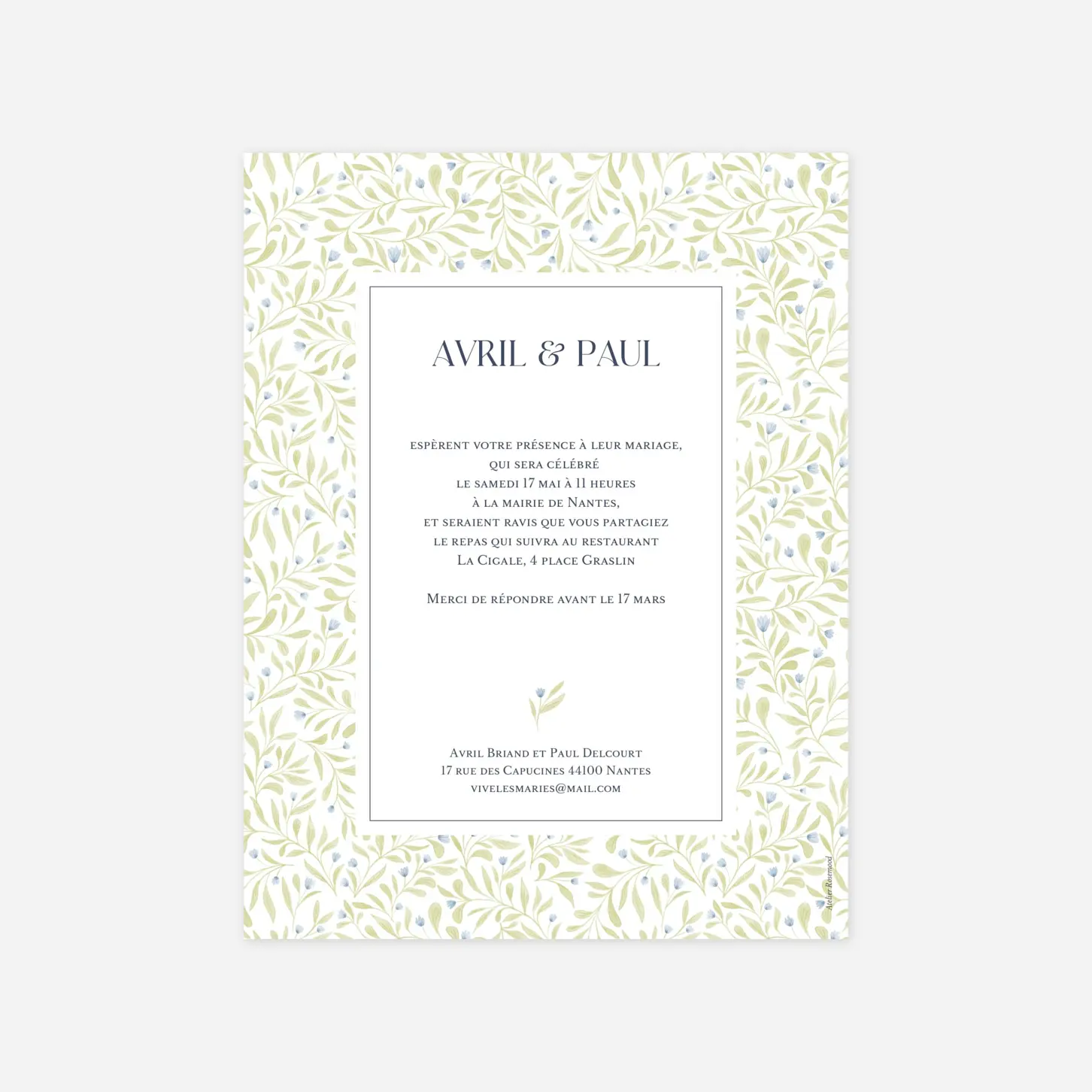 Faire-part mariage Jardin d'amour