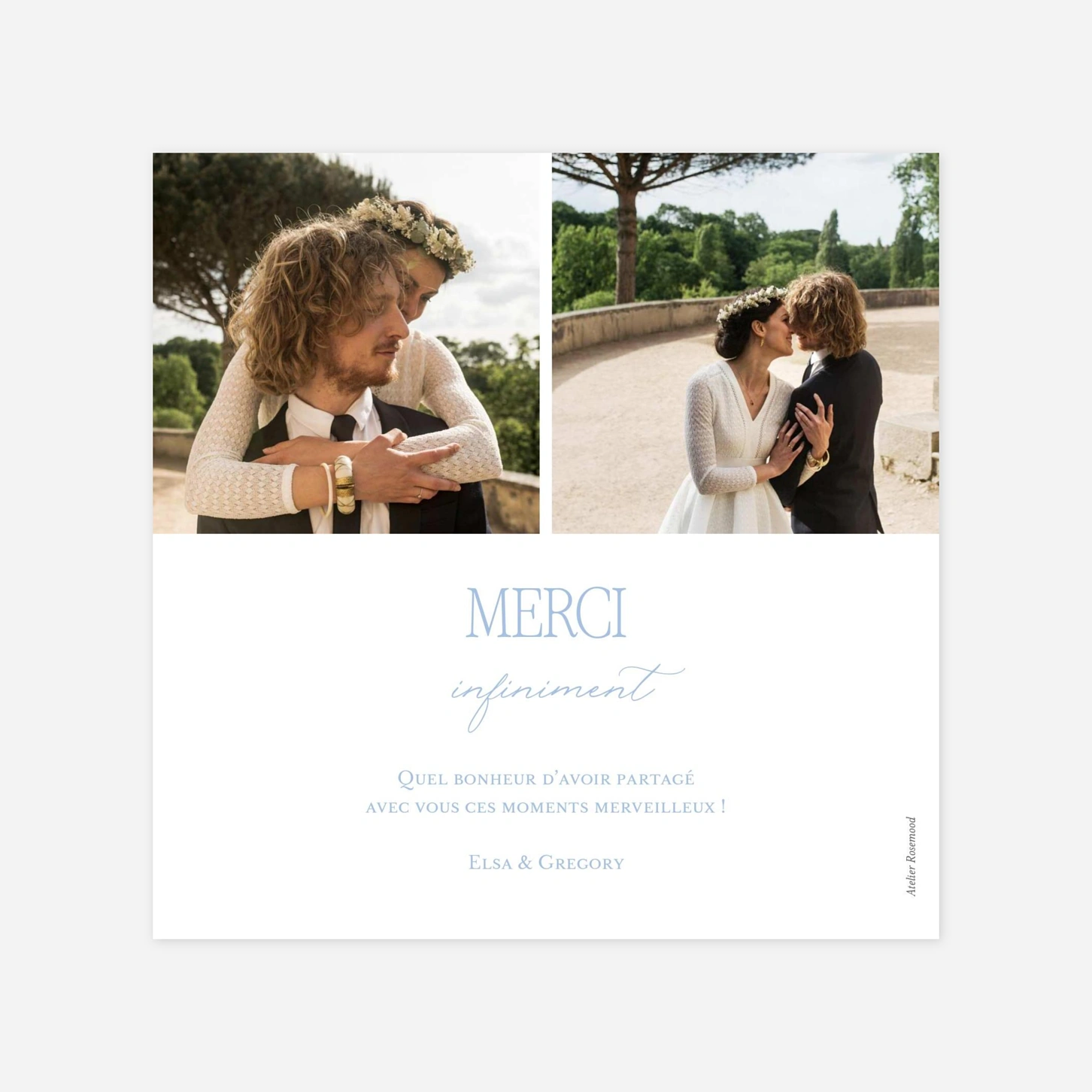 Carte de remerciements Juste de l'amour