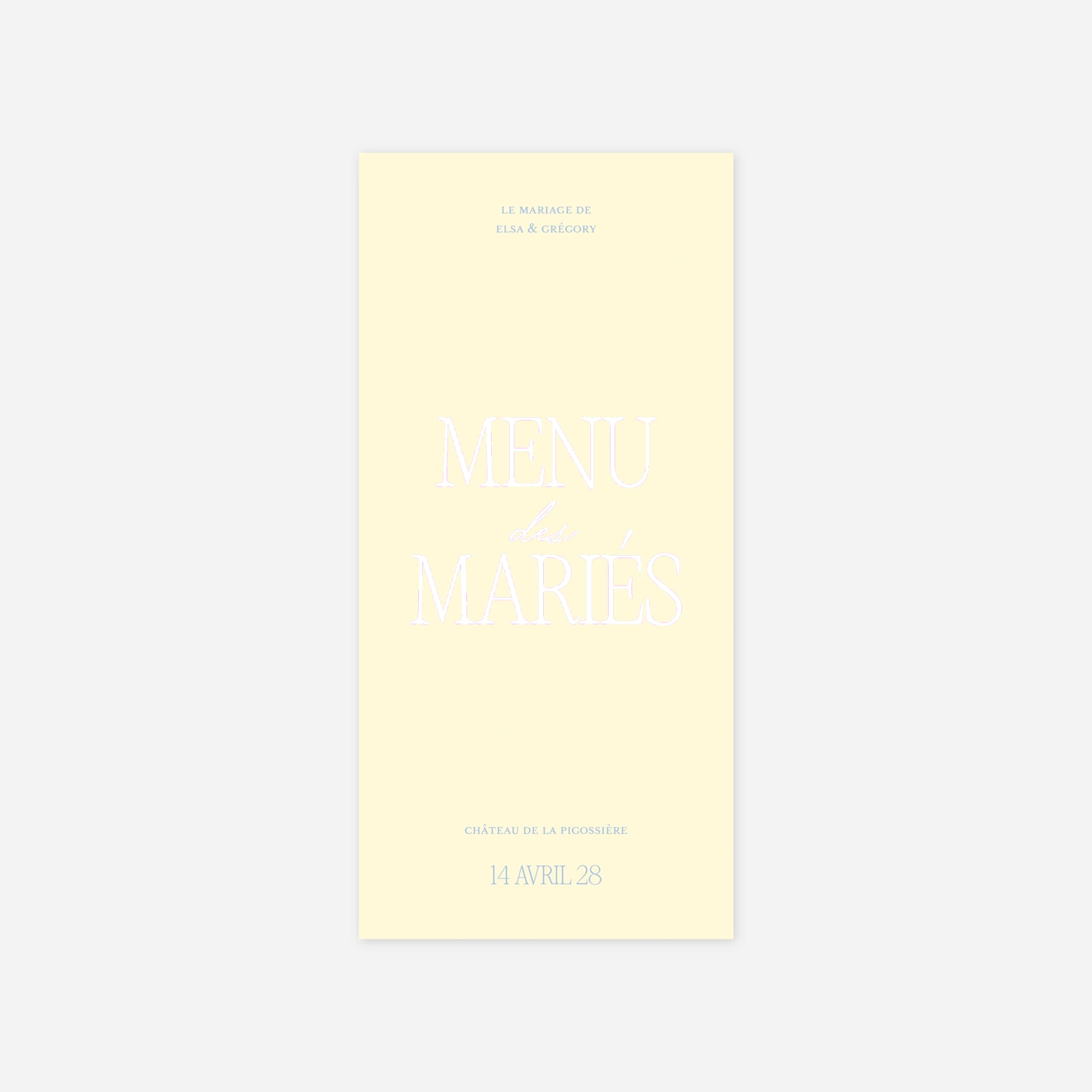 Menu mariage Juste de l'amour