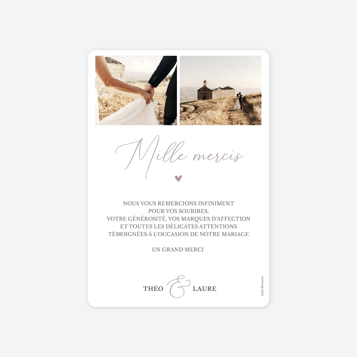 Carte de remerciements Dou de charme