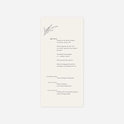 Menu mariage Jeune pousse