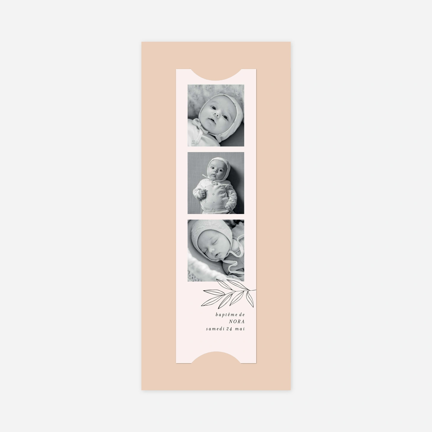 Faire-part baptême Jeune pousse pastel