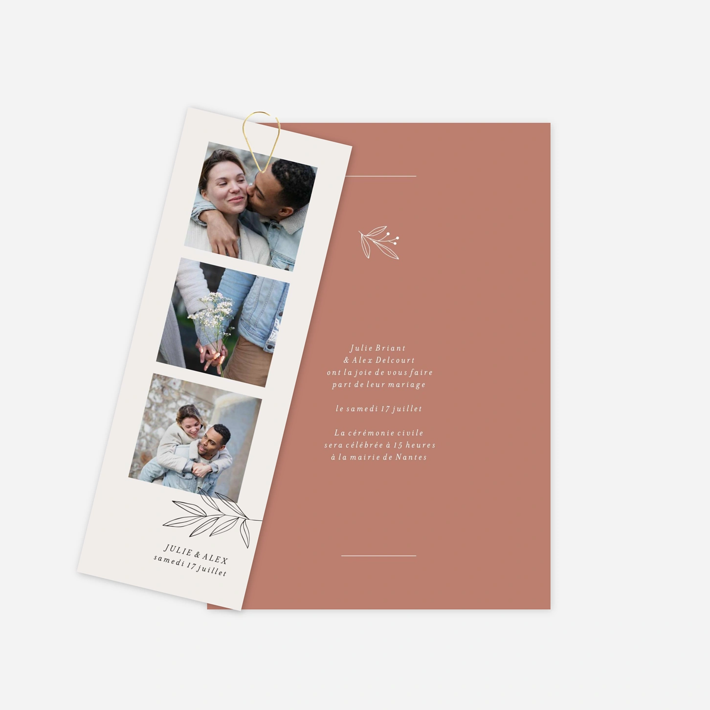 Faire-part mariage Jeune pousse pastel