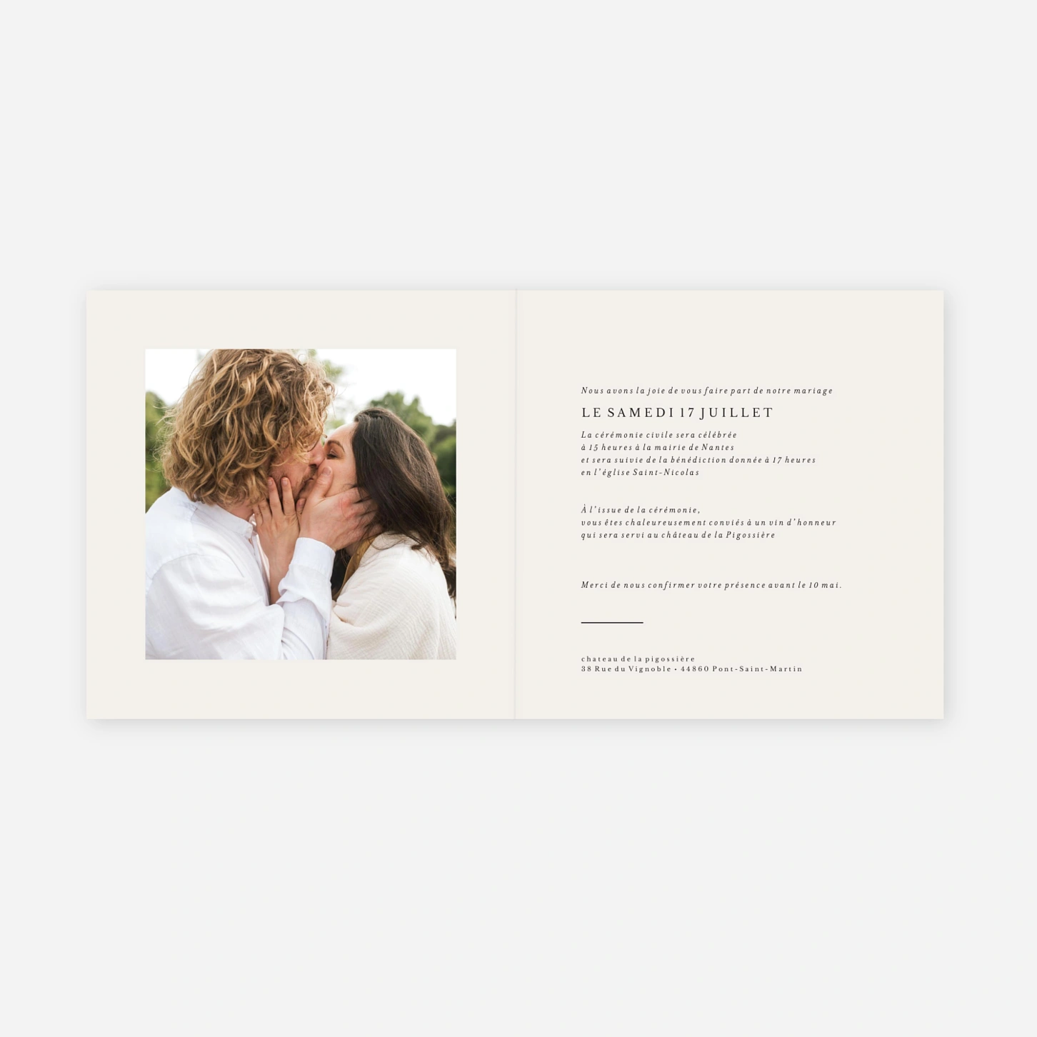 Faire-part mariage Jeune pousse pastel