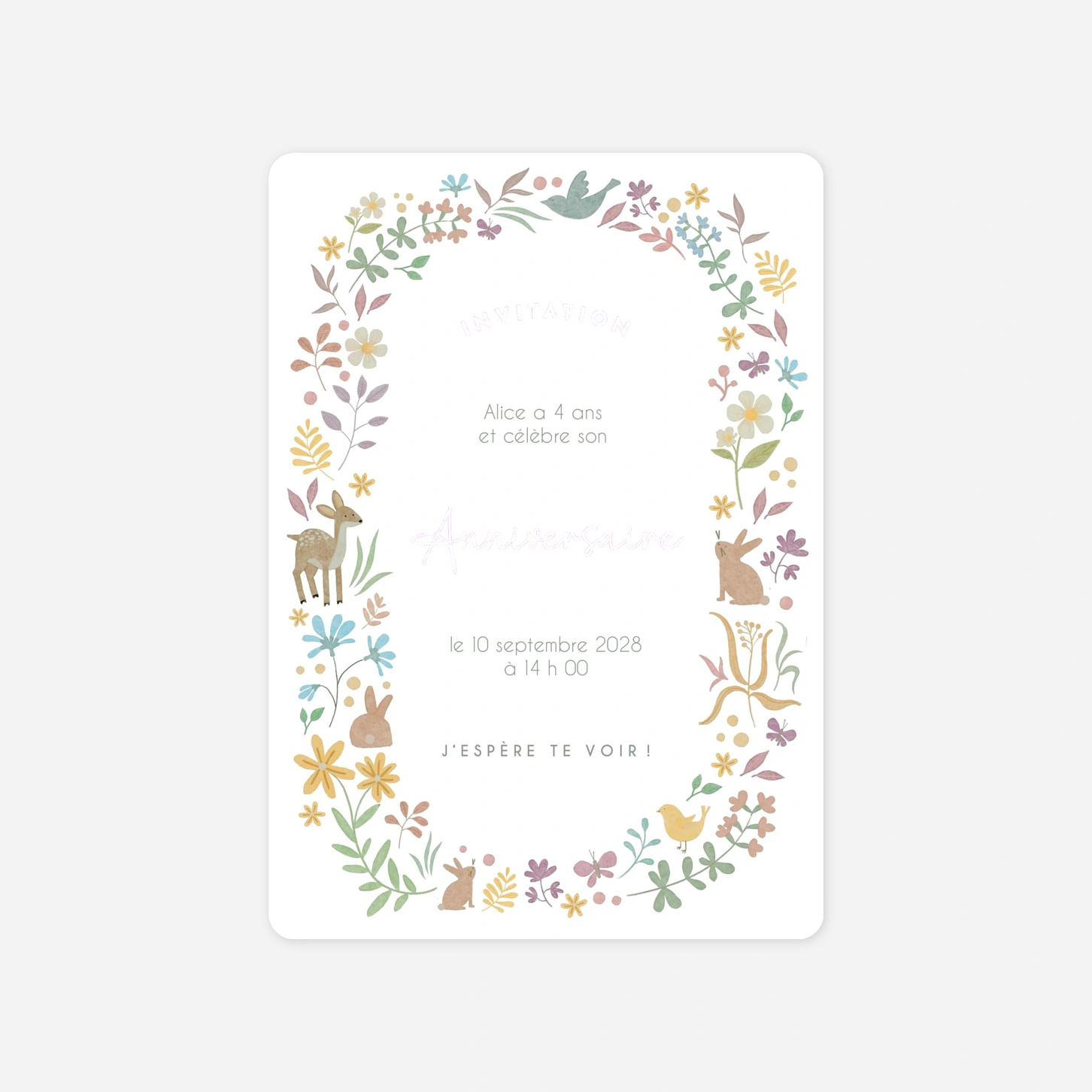 invitation anniversaire enfant Bal de fleurs