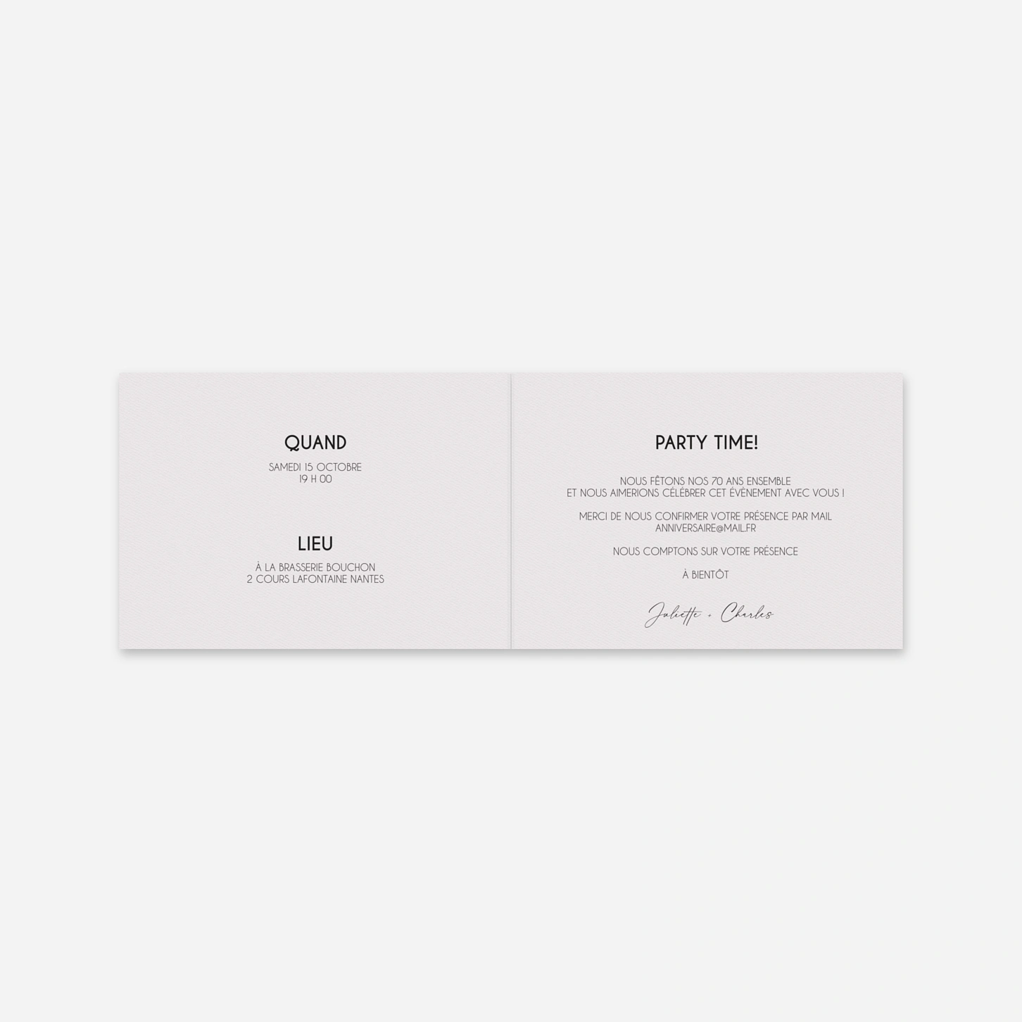 invitation anniversaire Joie partagée