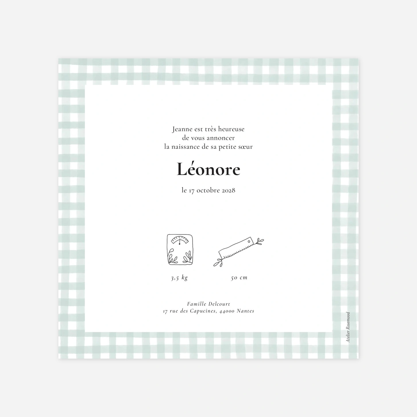 Faire-part naissance Joli vichy