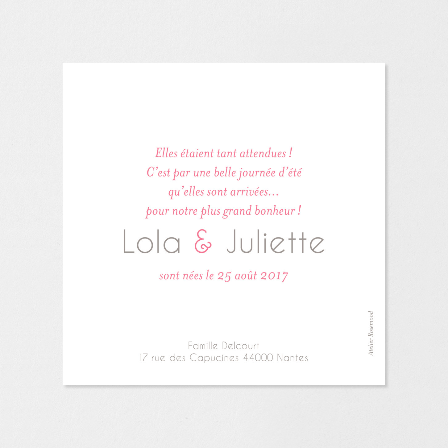 Faire-part naissance Jumeaux Photo rétro