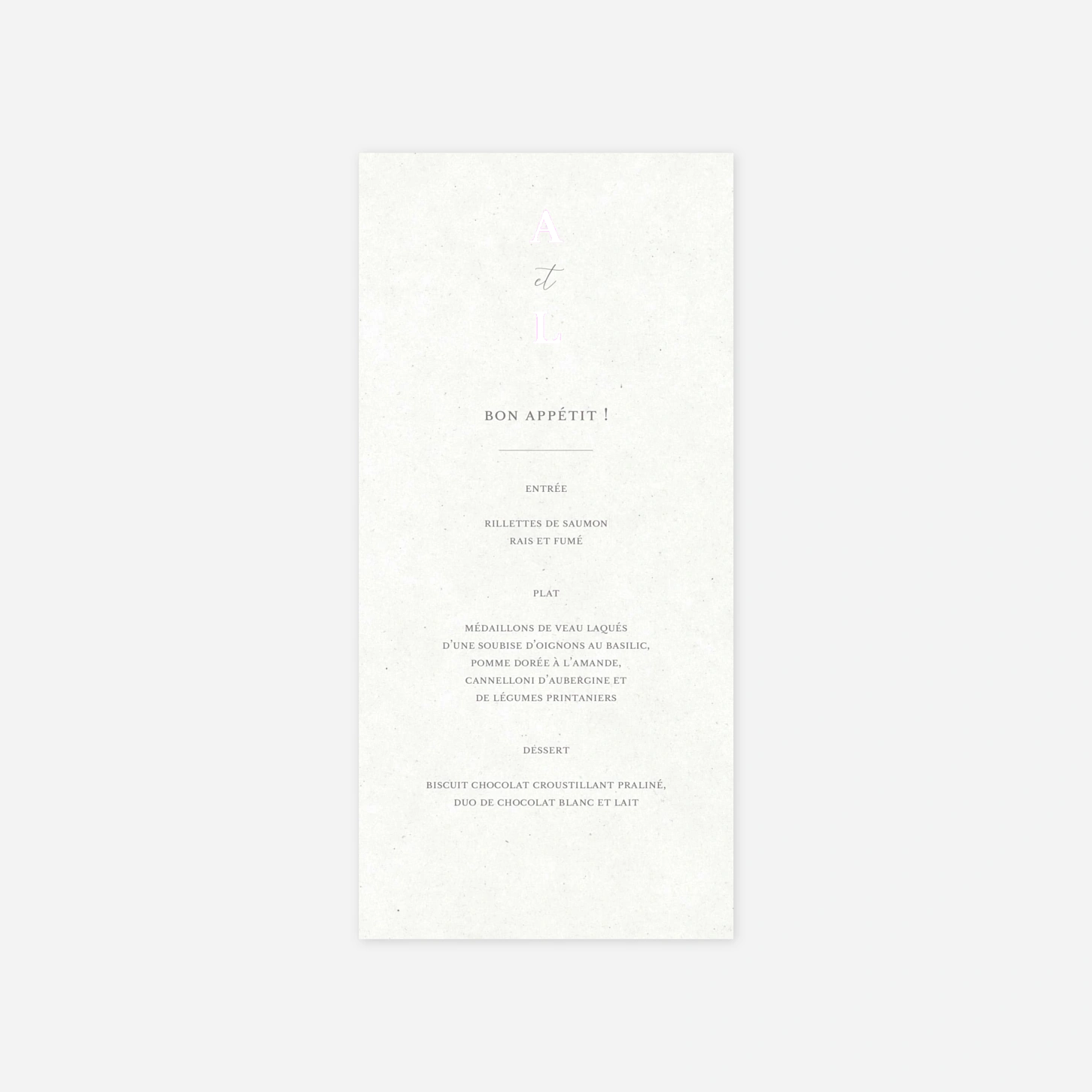 Menu mariage Jour Promis