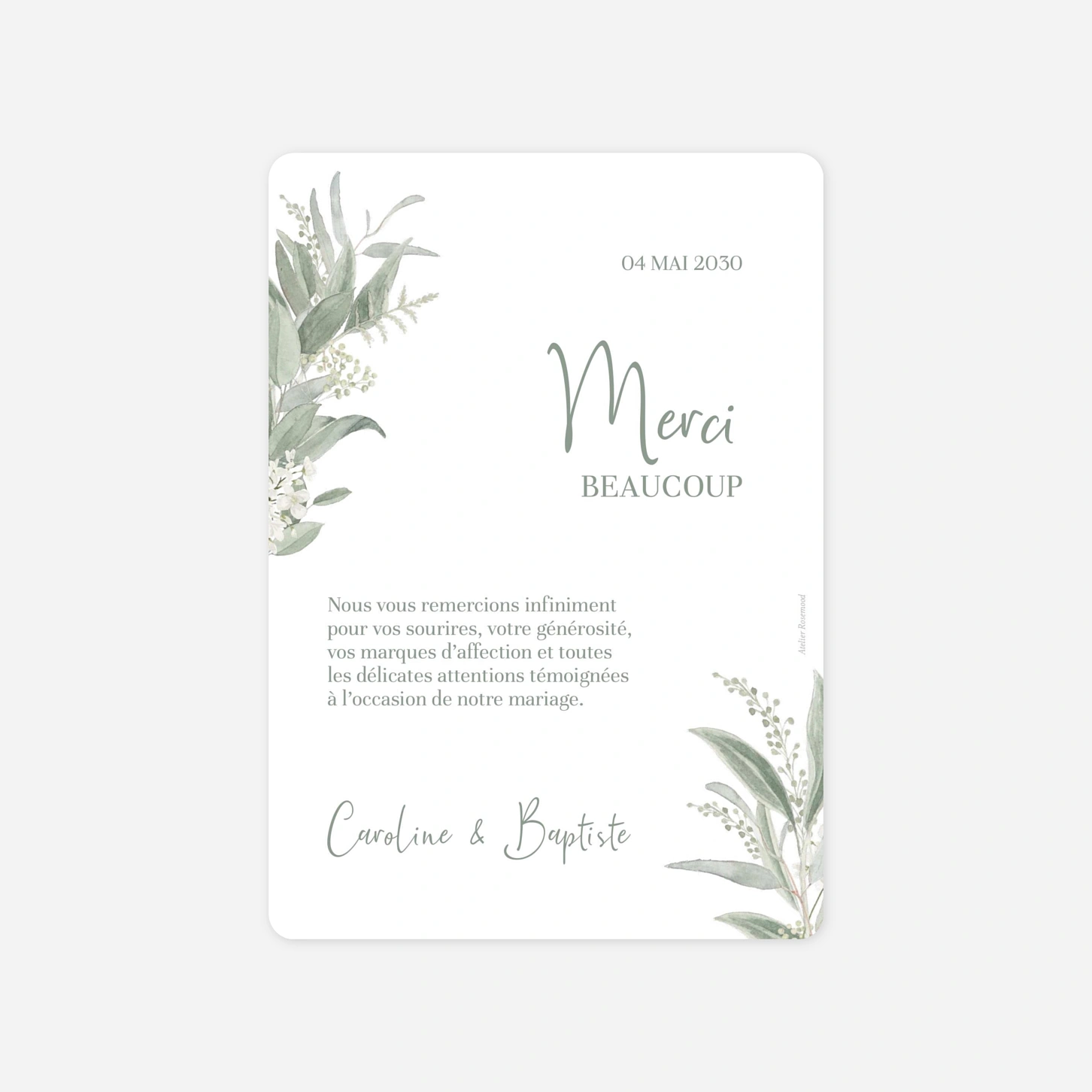 Carte de remerciements Journée Verdure