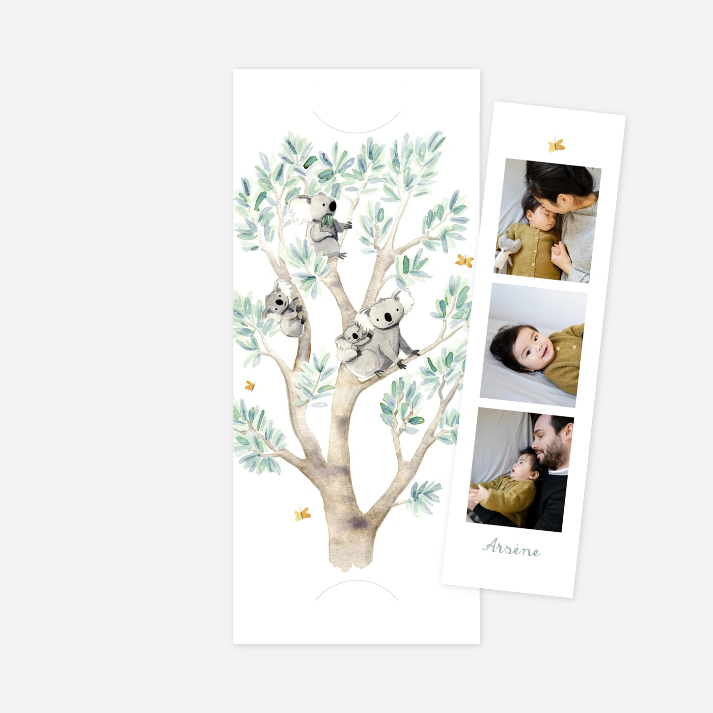 Faire-part naissance Koalas en famille