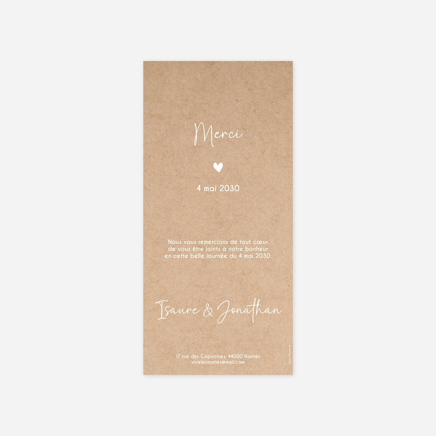 Carte de remerciements Instants partagés