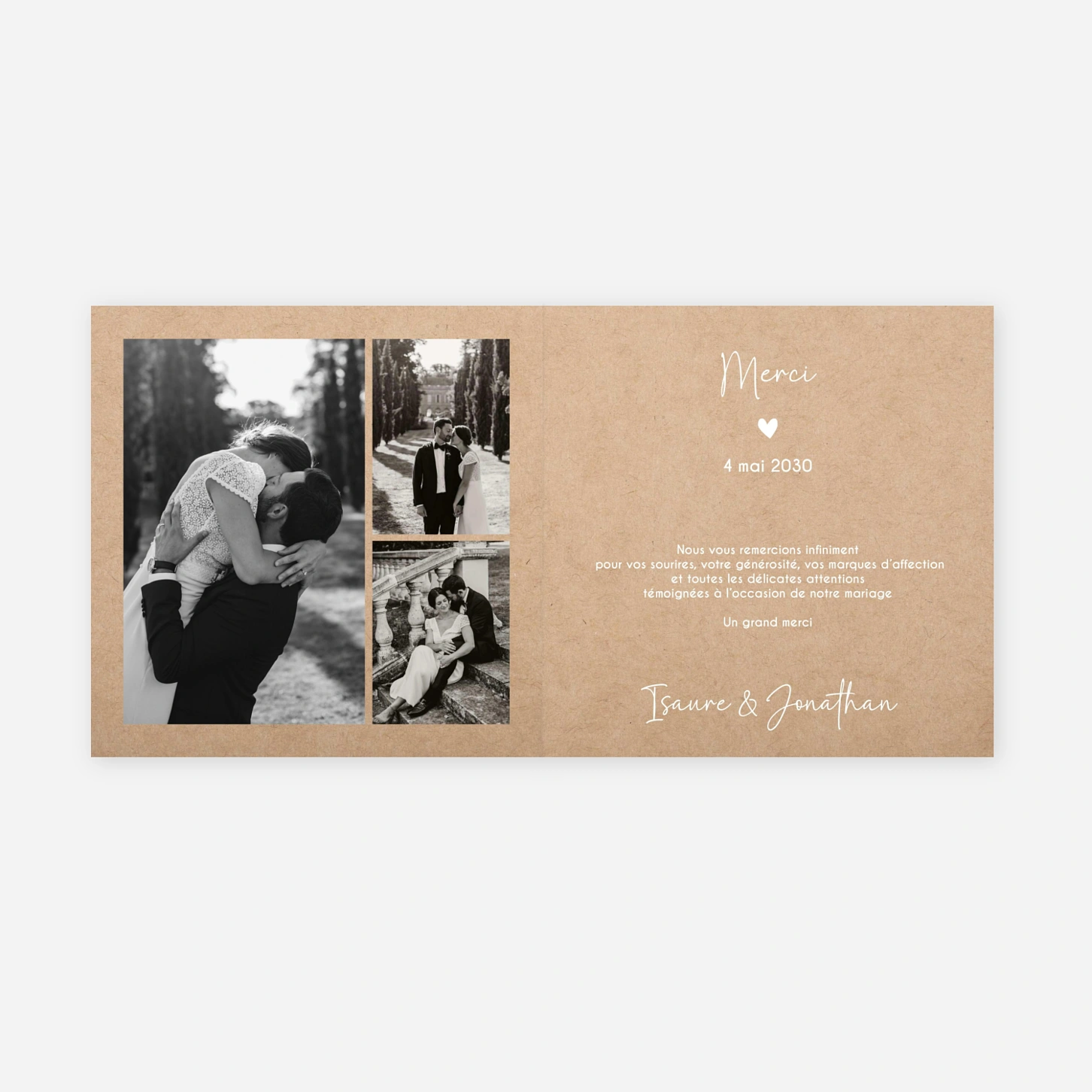 Carte de remerciements Instants partagés