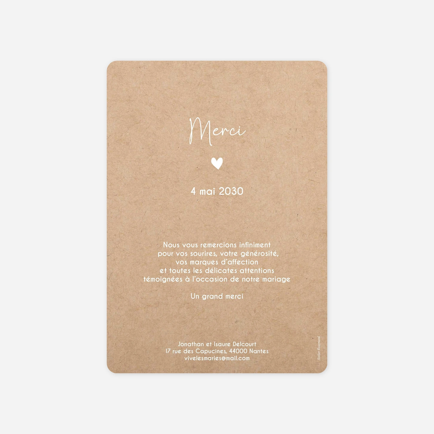 Carte de remerciements Instants partagés