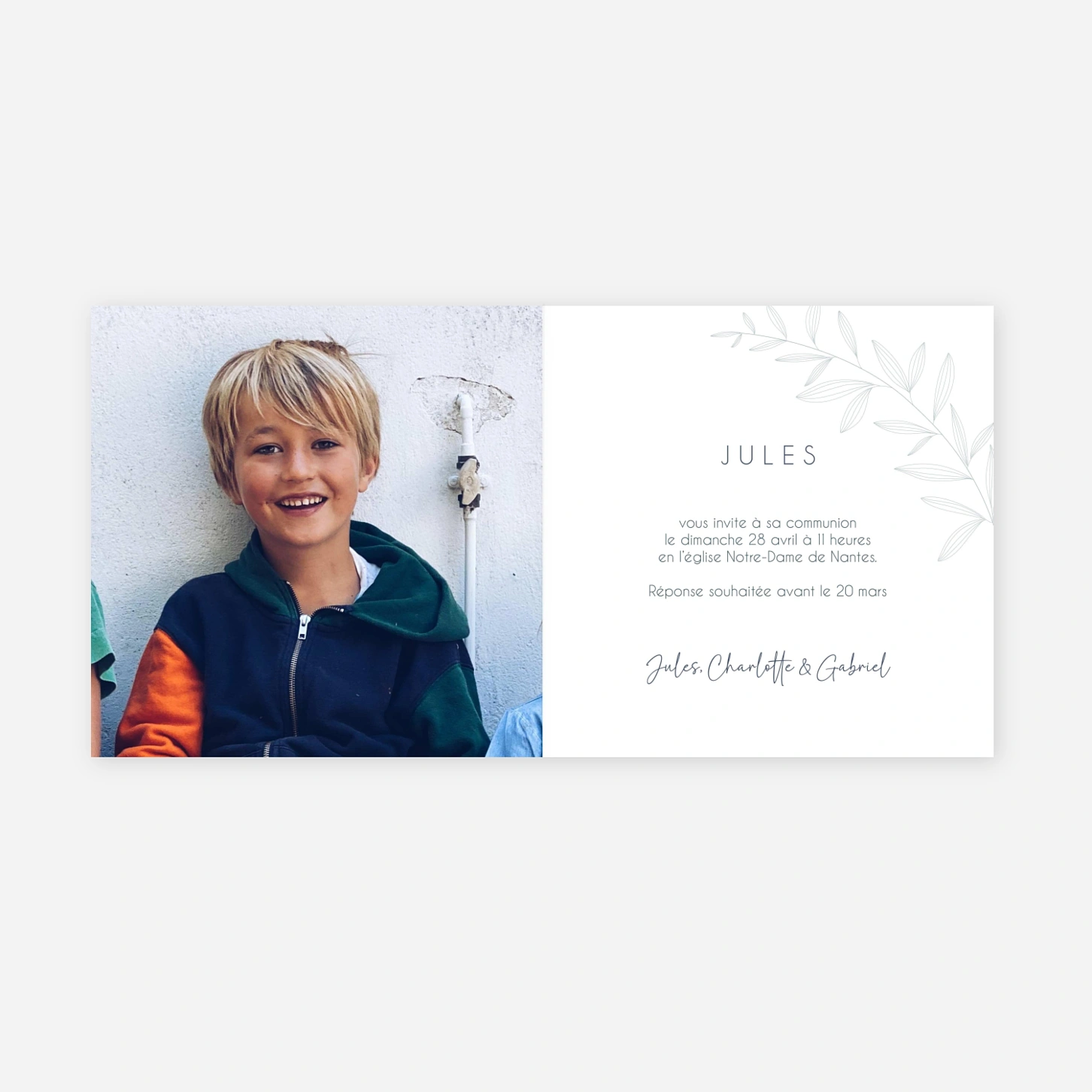 Invitation communion Poisson Minimaliste